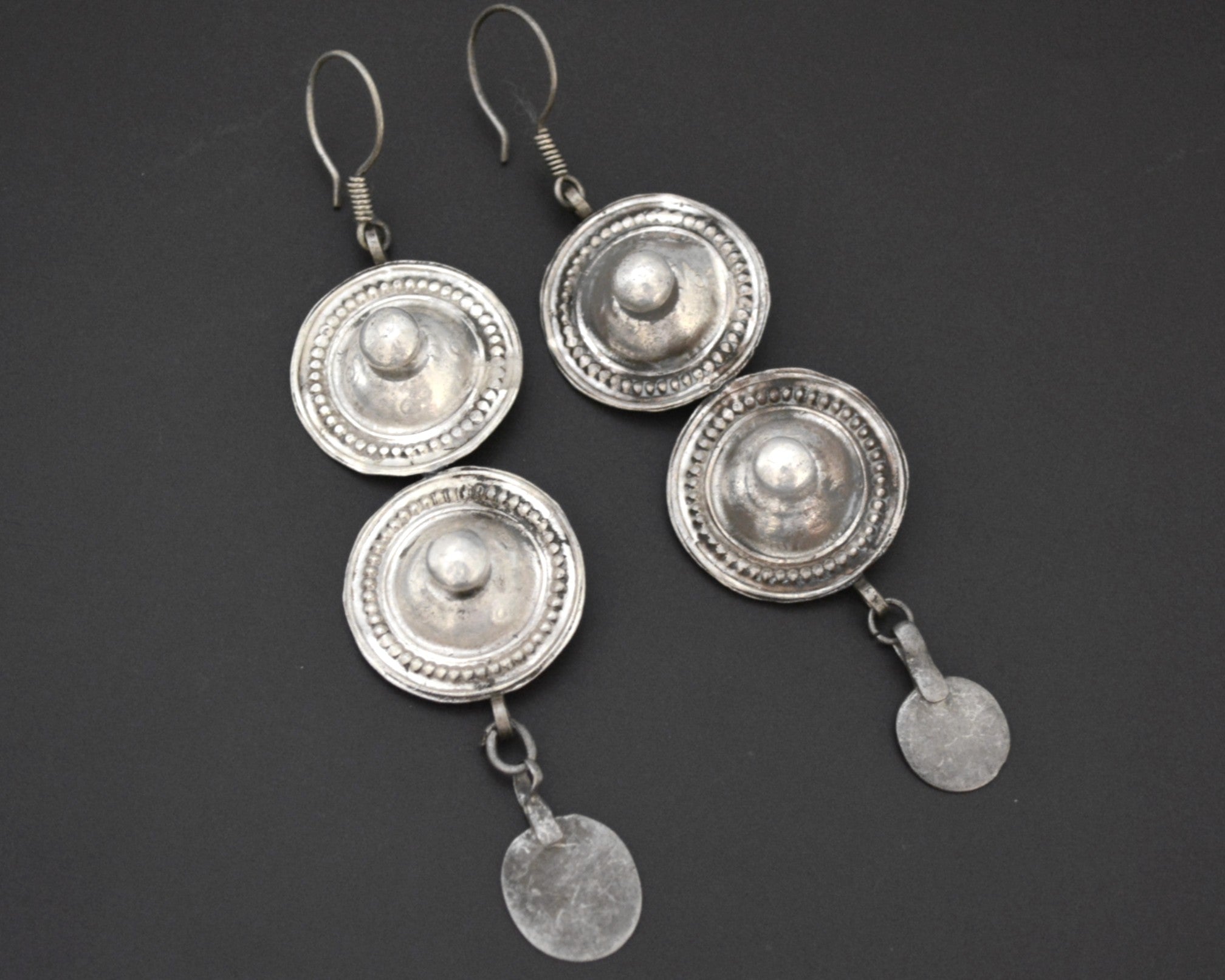Large Afghani Silver Earrings with Dangles