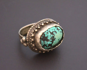 Antique Tibetan Turquoise Ring - Size 10