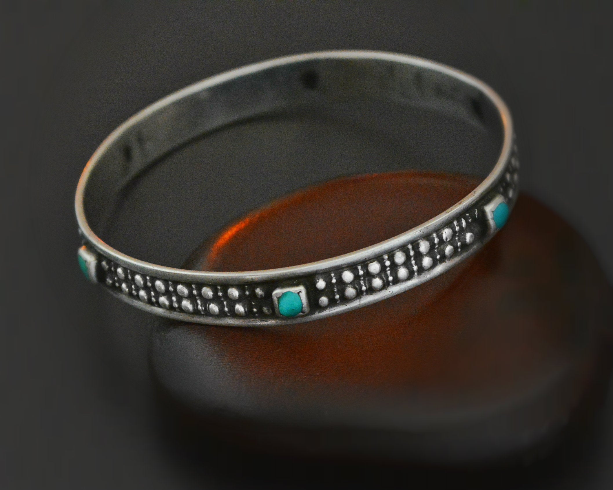 Ethnic Turquoise Bangle Bracelet - PAIR