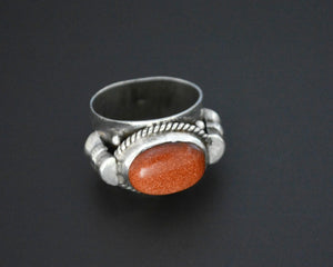 Big Sparkling Sun Star Stone Ring  - Size 8