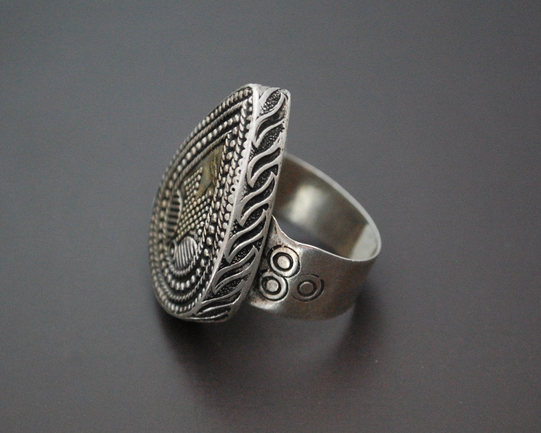Kazakh Silver Gilded Ring - Size 7.75 / 8