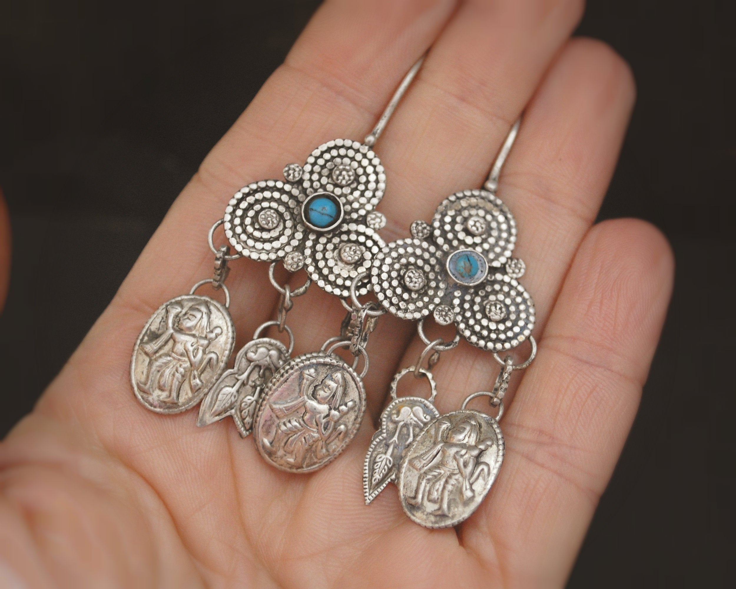 Vintage Afghani Earrings with Turquoise