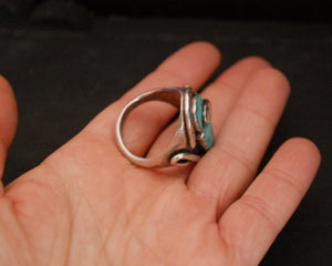 Zuni Effie Calavaza Turquoise Snake Ring - Size 11.75