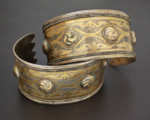 Pair Turkmen Gilded Silver Cuff Bracelets