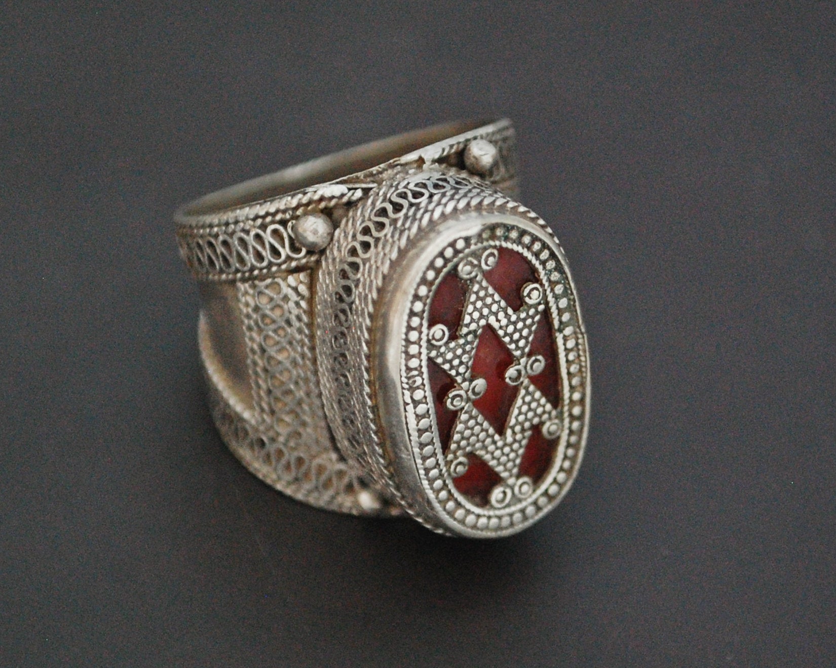 Vintage Kazakh Silver Ring - Size 9.25