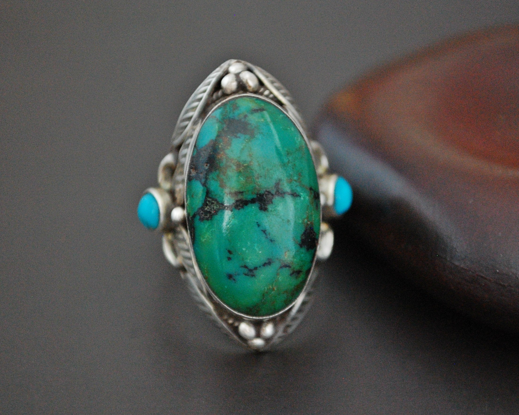 Ethnic Turquoise Ring from India - Size 8.75