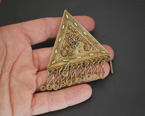 Isreali Filigree Brooch/Pendant with Tassels - Gilded