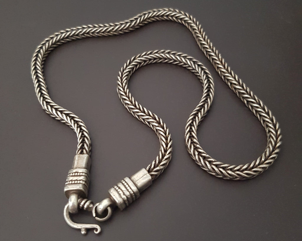 Heavy Bali Braided Snake Chain Necklace - Sterling Silver