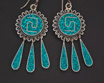 Mexican Turquoise Inlay Dangle Earrings