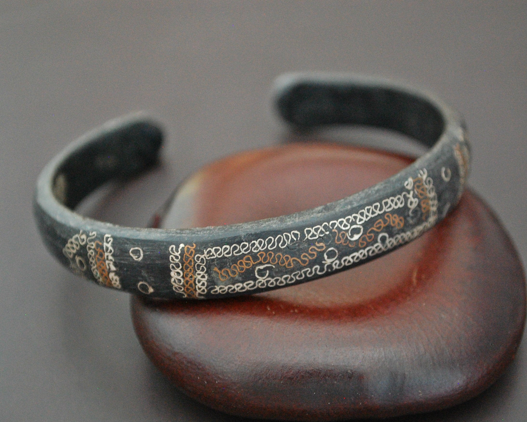 Tuareg Cuff Bracelet with Silver Inlays