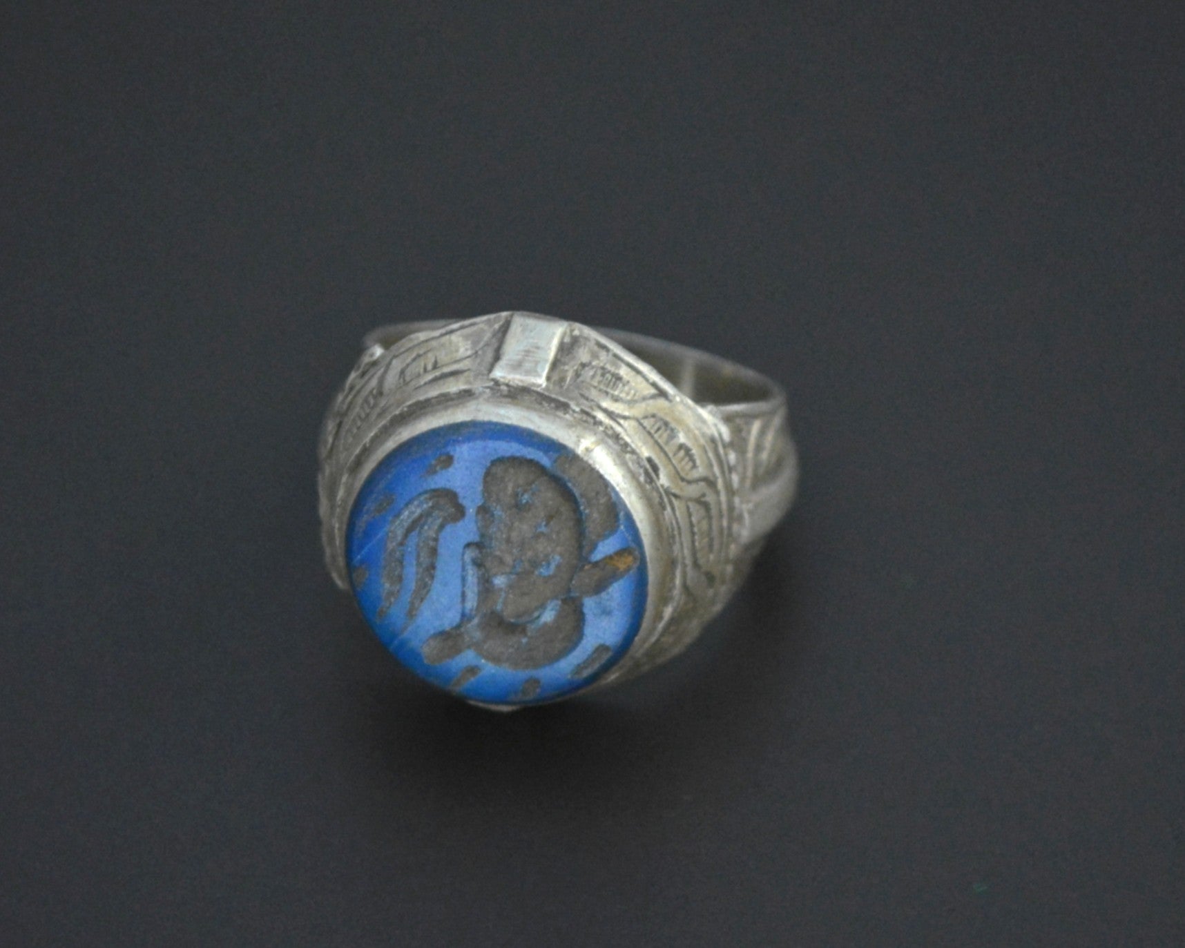 Afghani Lapis Lazuli Intaglio Ring  - Size 9.5