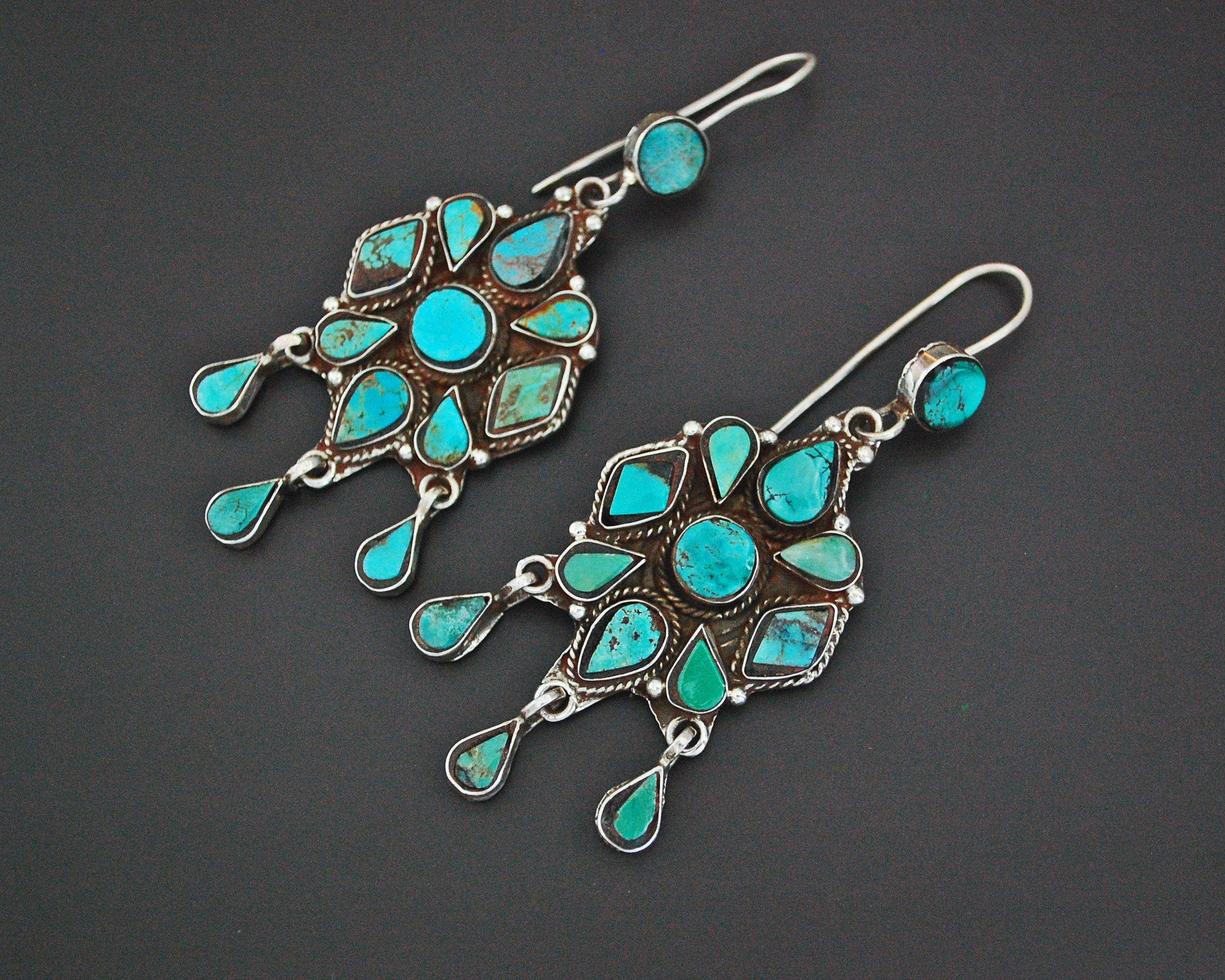 Wonderful Turquoise Earrings from India with Dangles