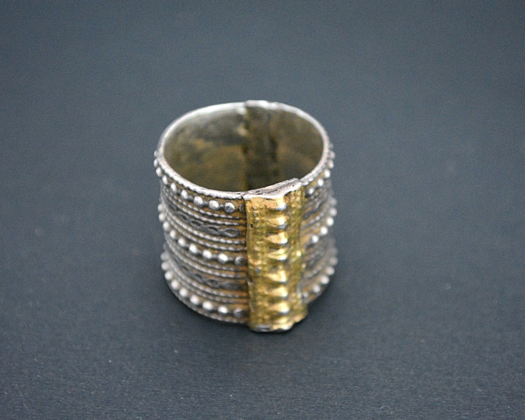 Antique Omani Silver Ring with Gilding - Size 9