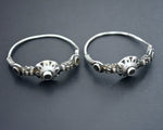 Afghani Tribal Hoop Earrings with Flower Motif