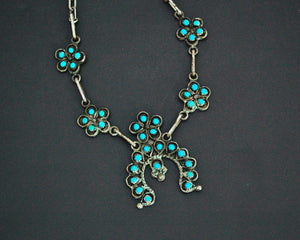 Delicate Native American Squash Blossom Link Necklace