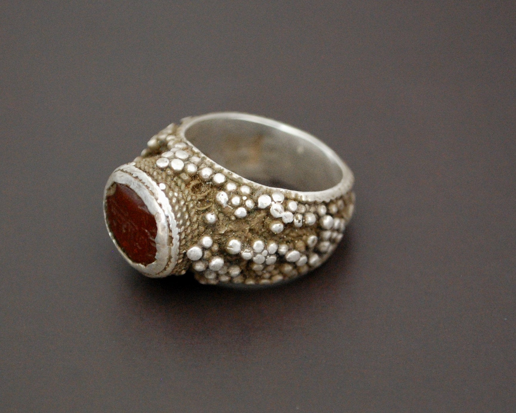 Antique Yemeni Bedouin Ring with Arabic Inscriptions - Size 7.5