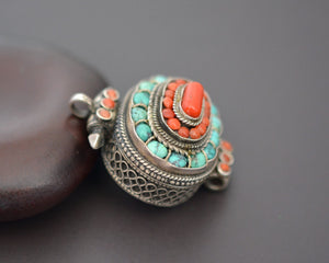 Tibetan Nepali Gau Box with Coral and Turquoises