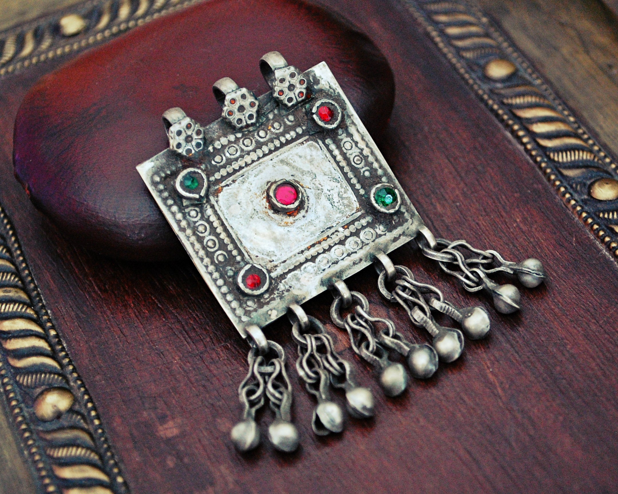 Antique Afghani Silver Pendant with Tassels