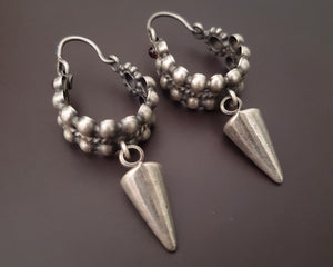 Ethnic Spike Hoop Earrings with Garnet