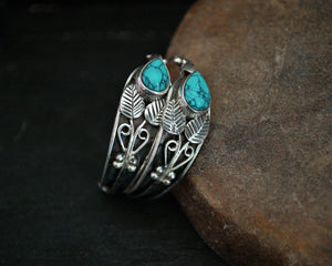Ethnic Hoop Earrings with Turquoise