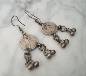 Reserved E. -Indian Coin Dangle Earrings with Bells