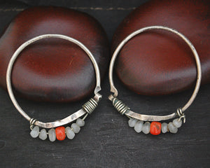 Old Berber Hoop Earrings with Coral