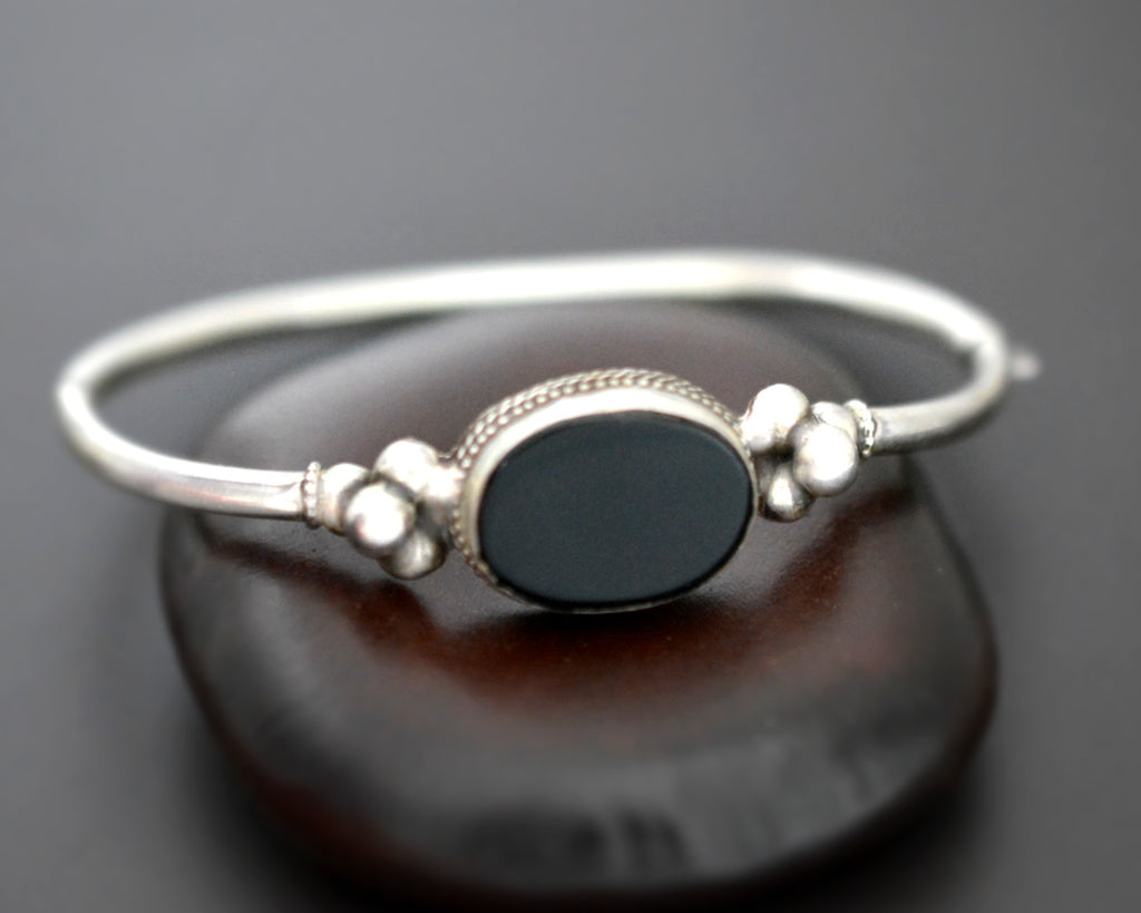 Vintage Onyx Bracelet from India - Hinged