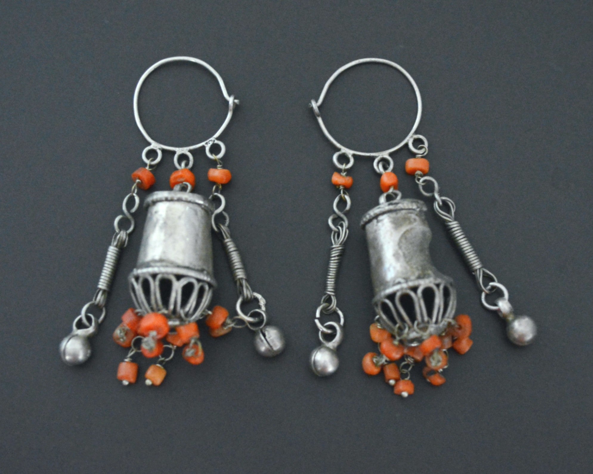Long Uzbek Coral Earrings