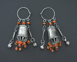Long Uzbek Coral Earrings