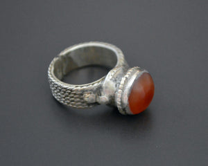 Afghani Carnelian Silver Ring - Size 6