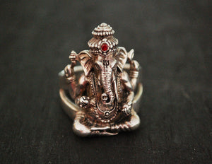 Large Ganesha Sterling Silver Ring - Size 11