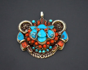 Tibetan Nepali Turqouise Coral Zeeba Pendant