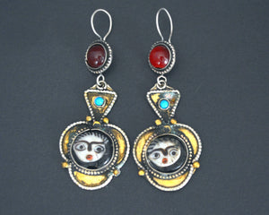 Afghani Dangle Earrings with Face Beads