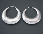 Large Flatened Ethnic Hoop Earrings Brushed - LARGE