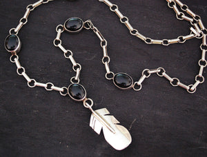 Native American Onyx Feather Necklace