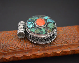 Tibetan Gau Box with Coral and Turquoise
