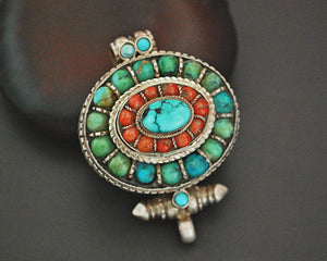 Tibetan Gau Box with Coral and Turquoise