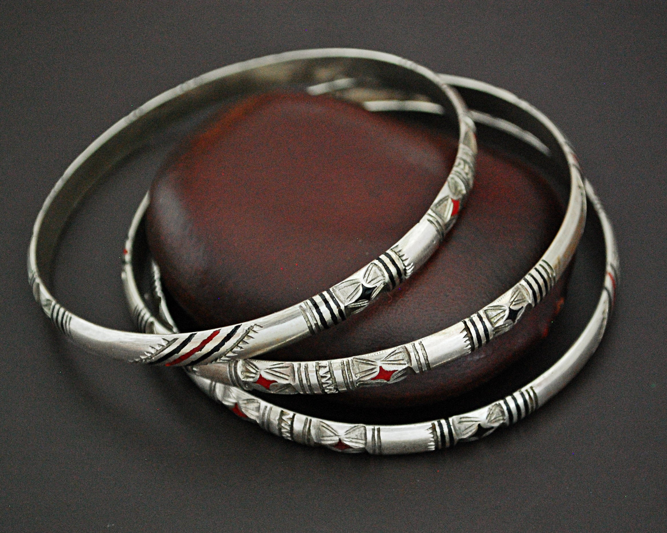 Berber Silver Enamel Bracelet - TRIO