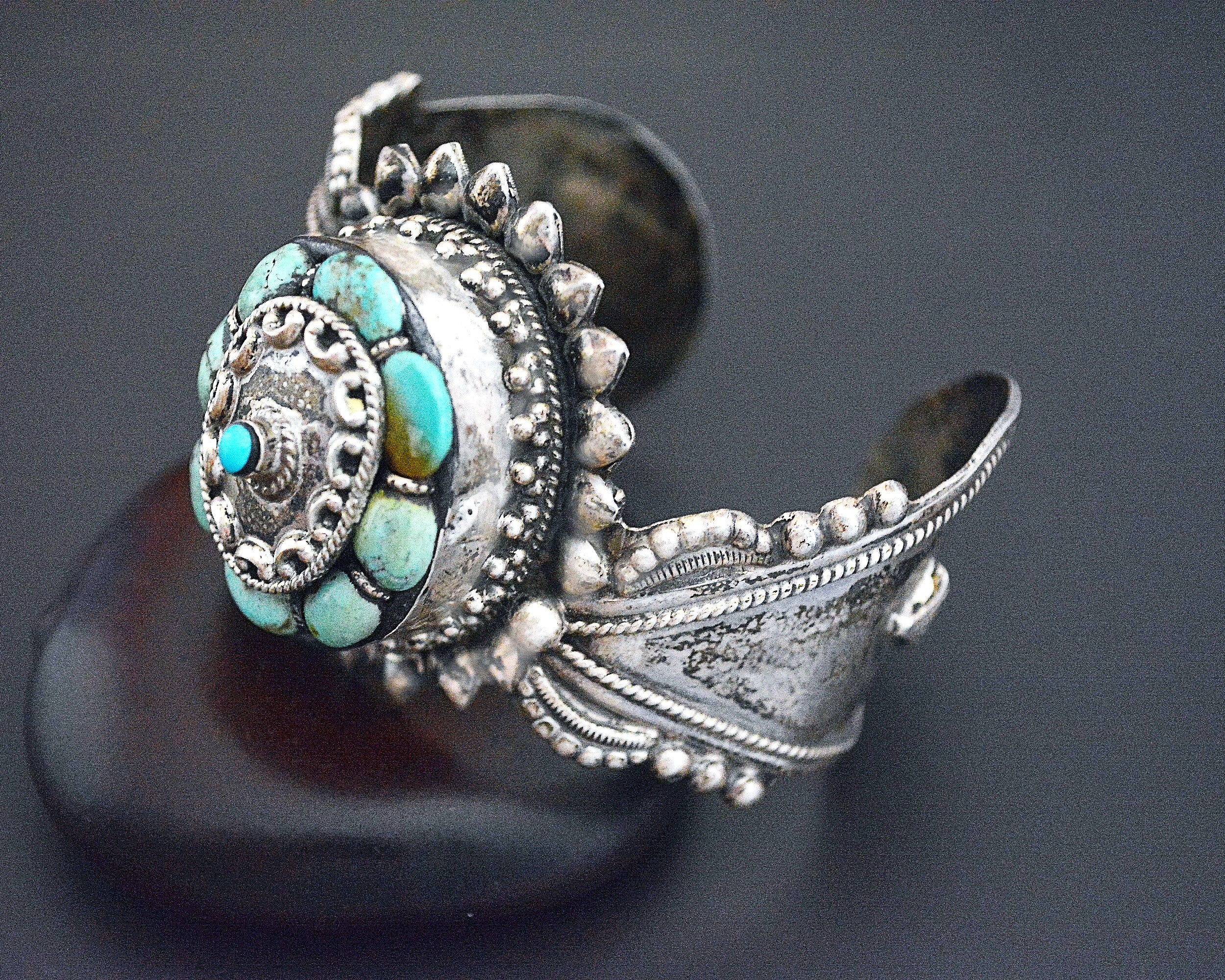 Fabulous Nepali Tibetan Turquoise Cuff Bracelet - HEAVY