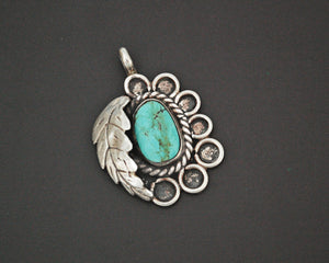 Native American Navajo Turquoise Feather Pendant