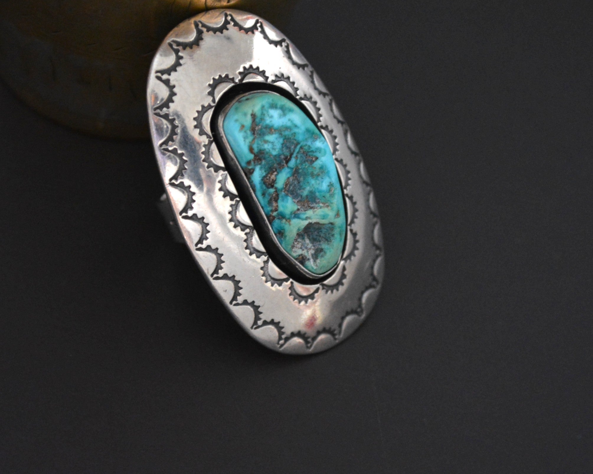 Splendid Native American Turquoise Ring - Size 8.5