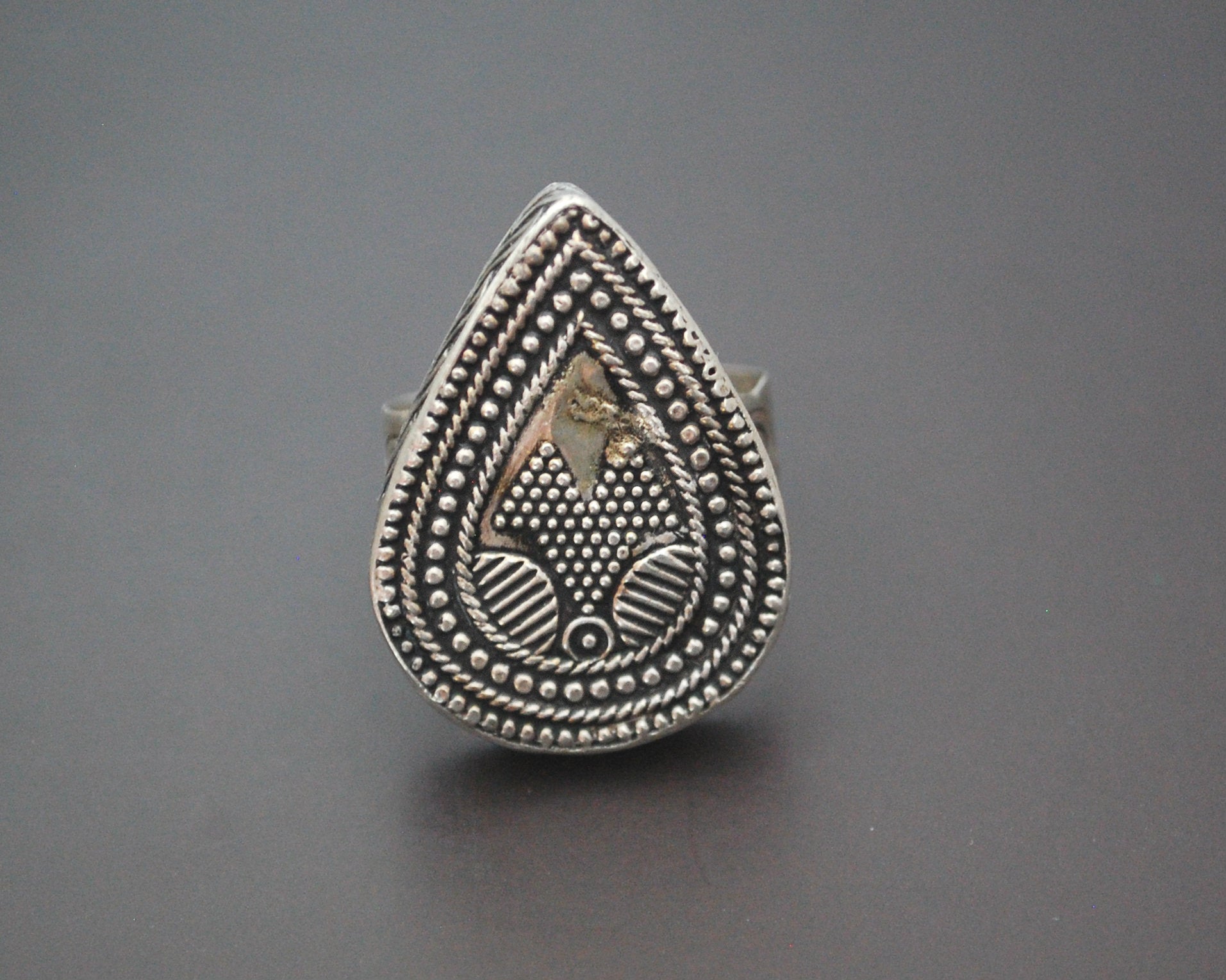 Kazakh Silver Gilded Ring - Size 7.75 / 8