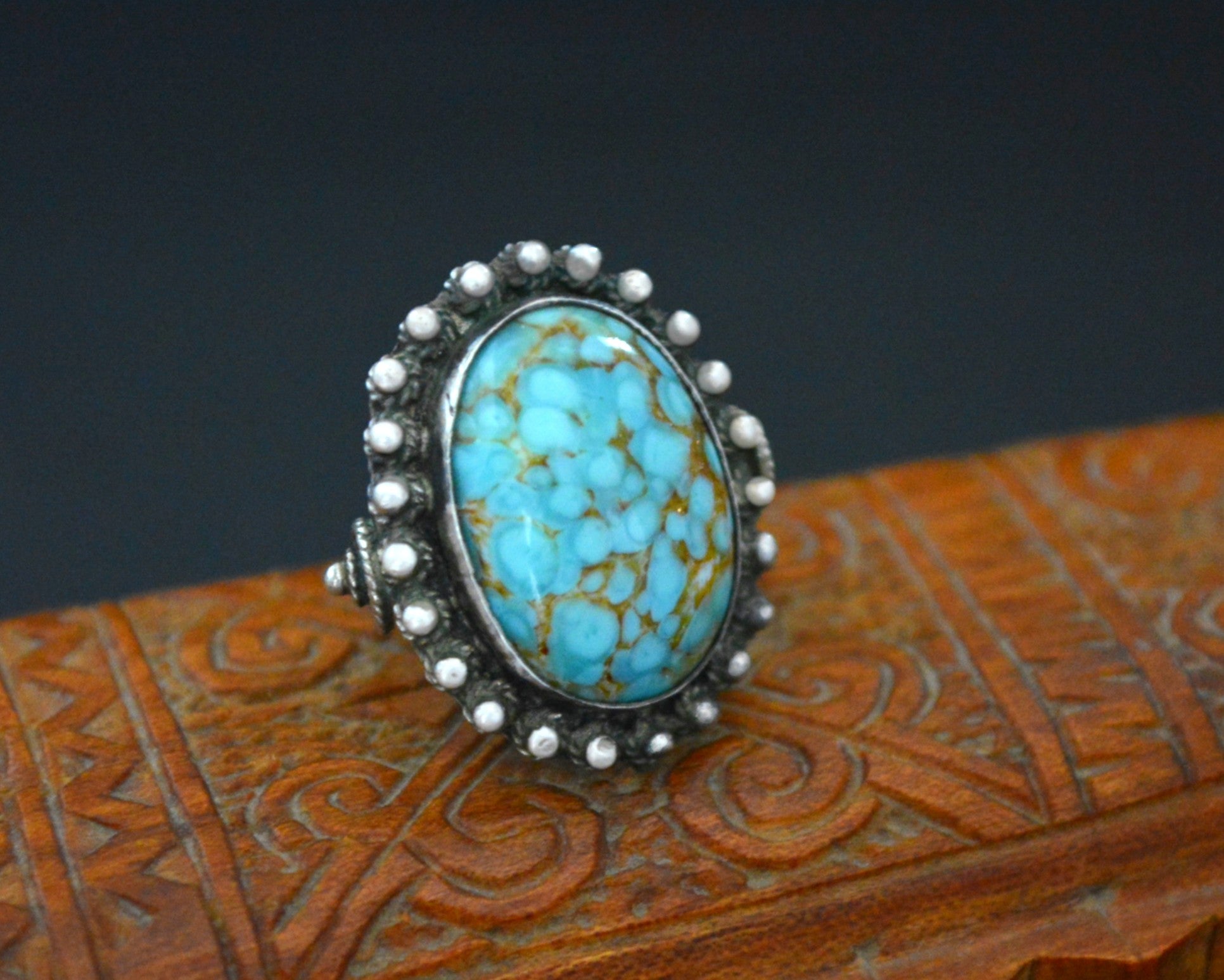 Ethnic Turquoise Ring - Size 5