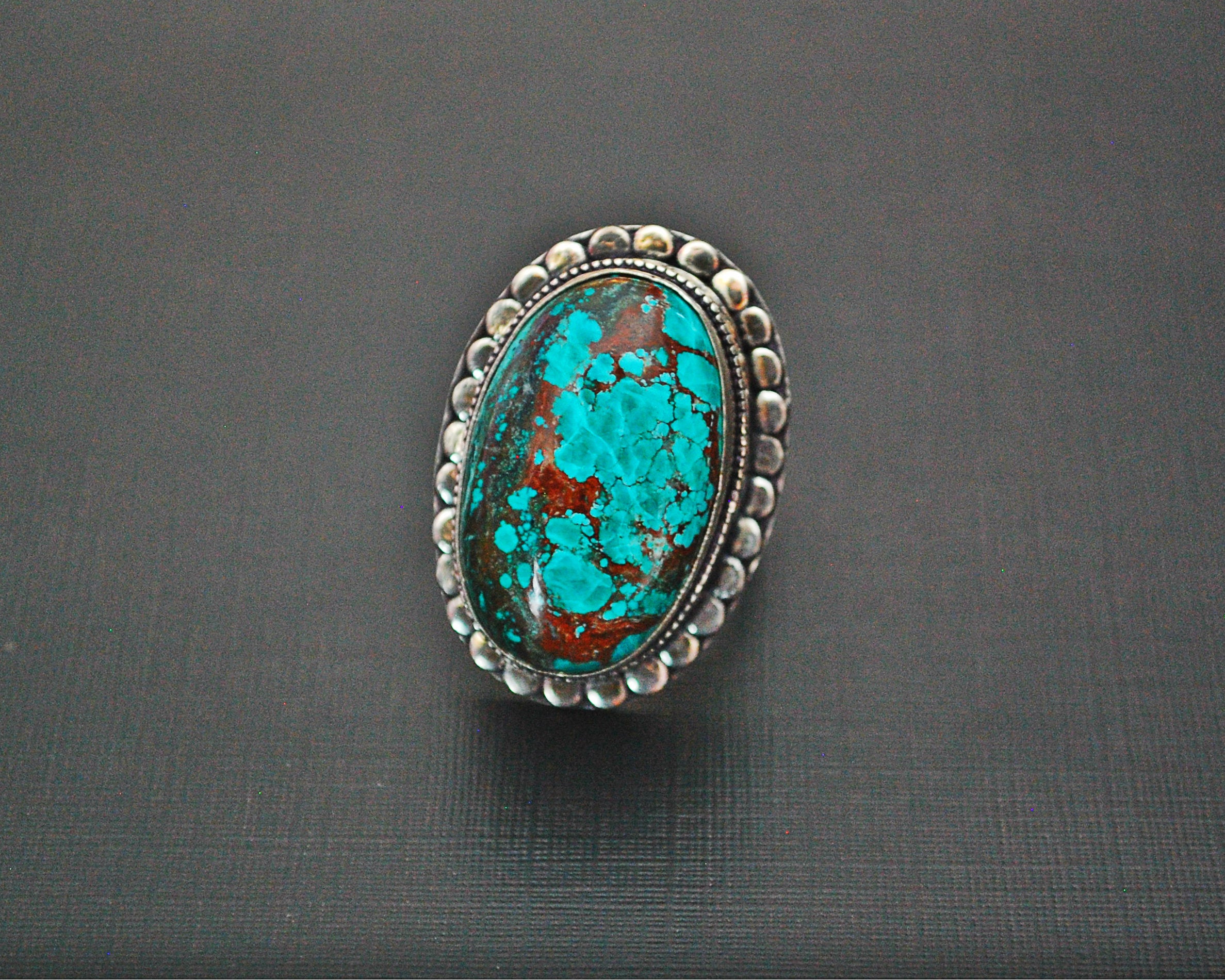 Bold Turquoise Ring from India - Size 6.75 / 7