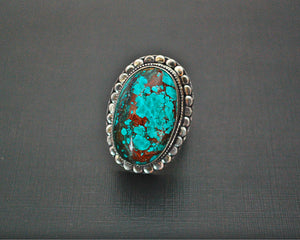 Bold Turquoise Ring from India - Size 6.75 / 7