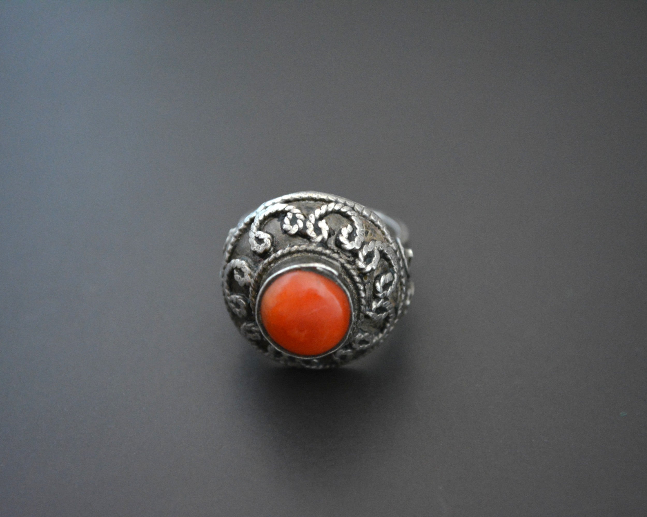 Bold Ethnic Coral Ring - Size 7