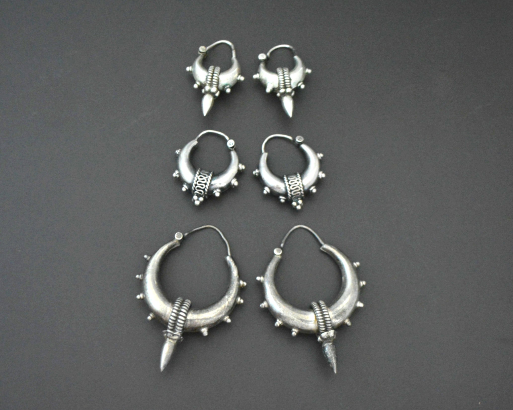 Ethnic Spike Hoop Earrings - SMALL TO LARGE