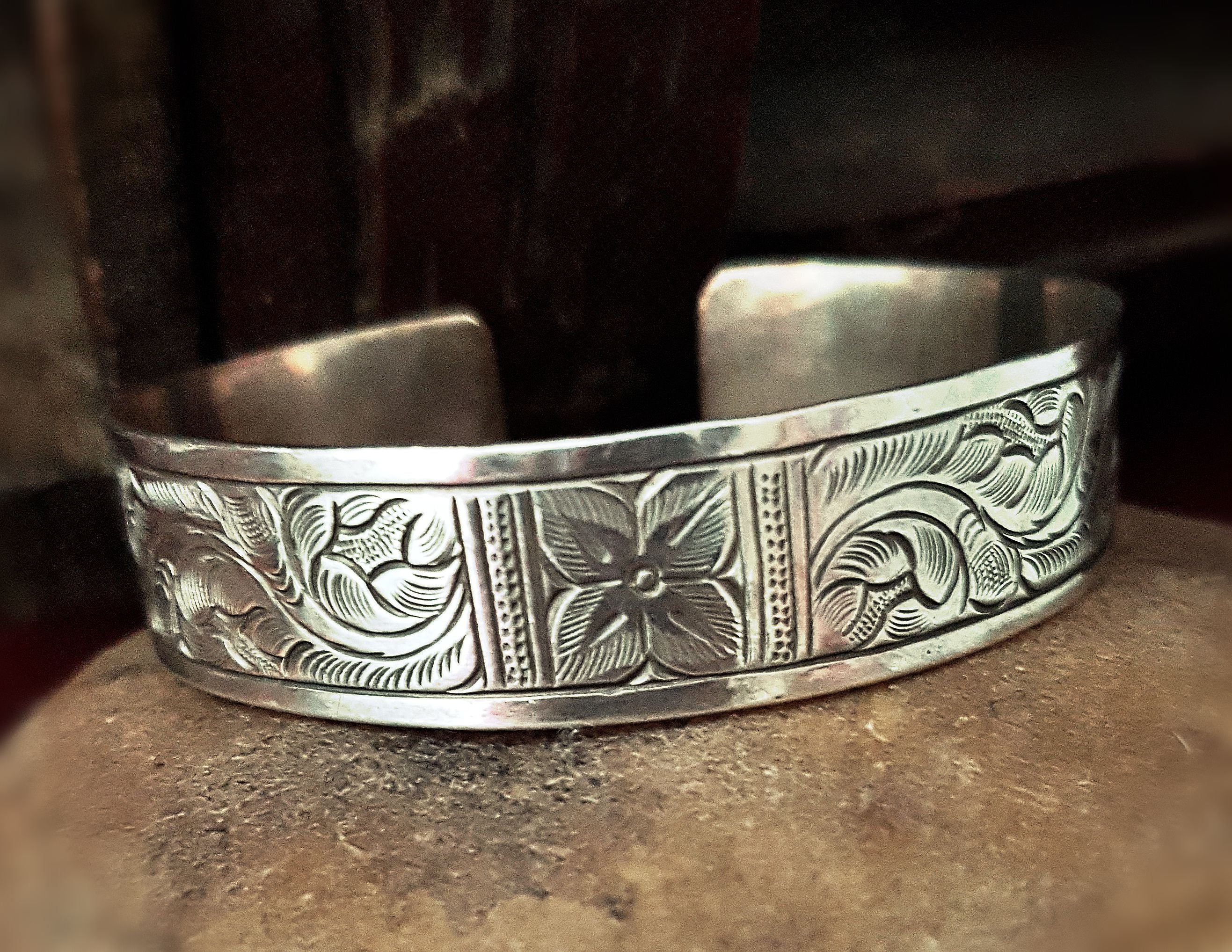 Hill Tribe Engraved Silver Bracelet