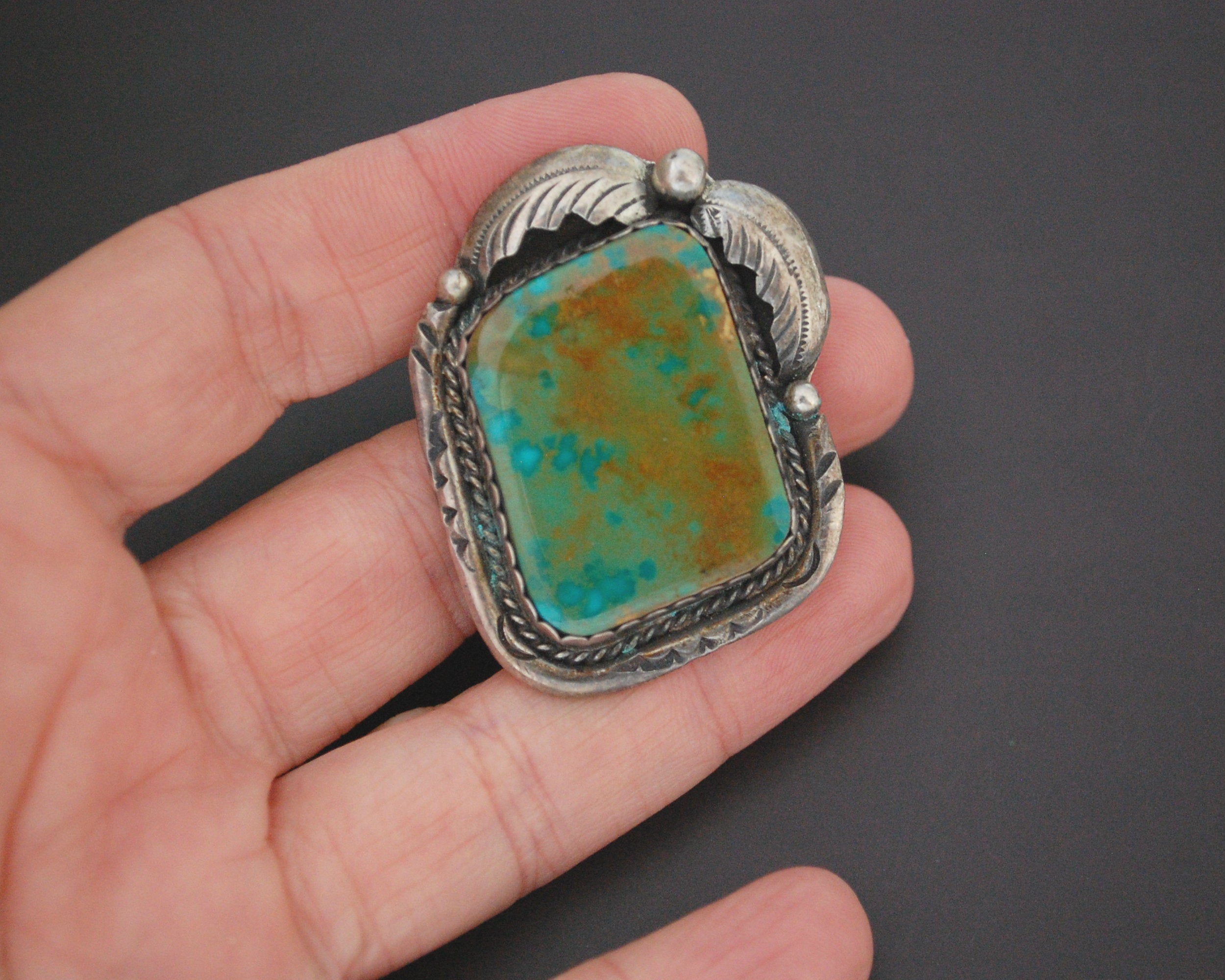 Old Navajo Turquoise Pendant Brooch