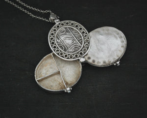 Arabic Script Locket Pendant on Silver Chain